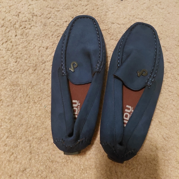 Navy Blue Men's Loafers with Rubber Sole - Picture 4 of 5